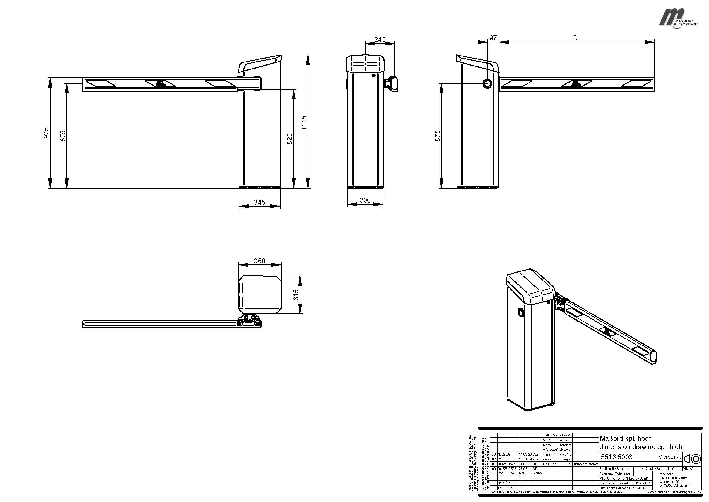 MAGNETIC.ACCESS PRO-H inkl Sperrbalken 6,0 m aus Vorrat