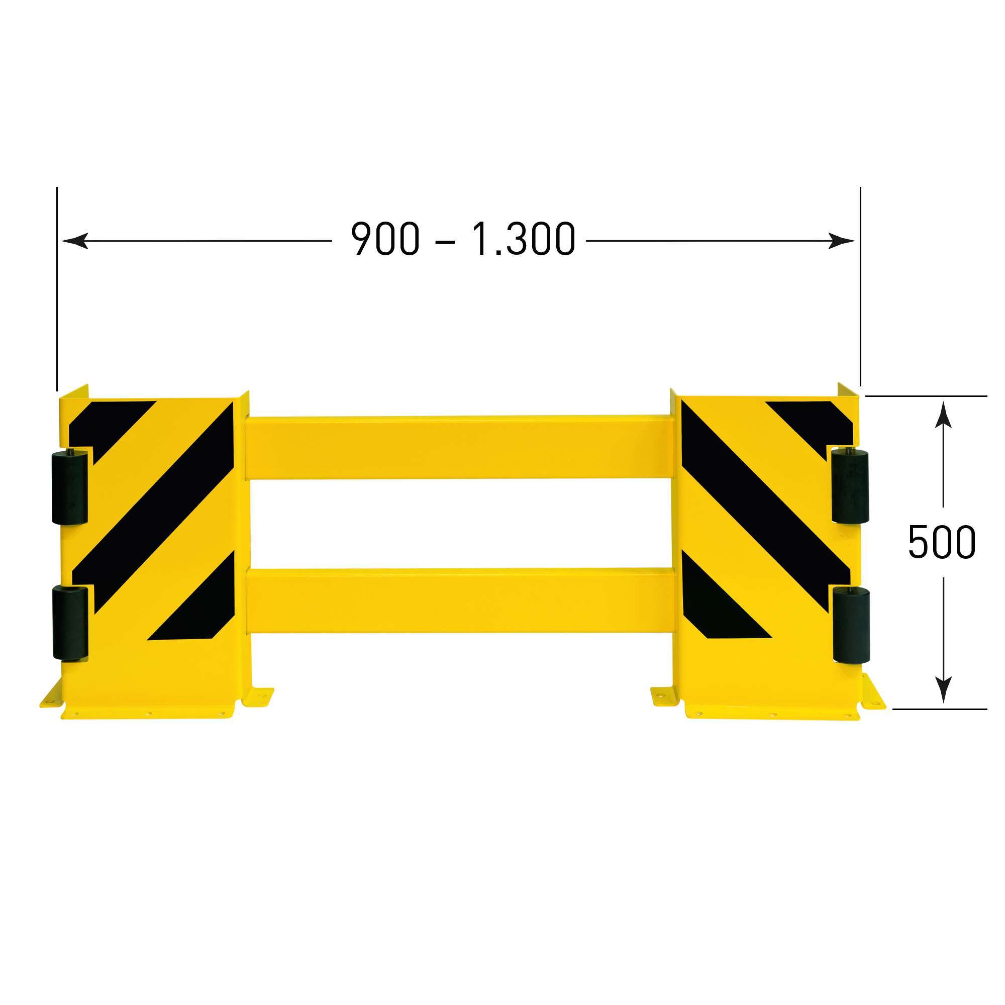 BLACK BULL Regalschutz-Planken-Set B, Inhalt: 2 Anfahrschutz-Winkel mit Leitrollen, 2 Querholme