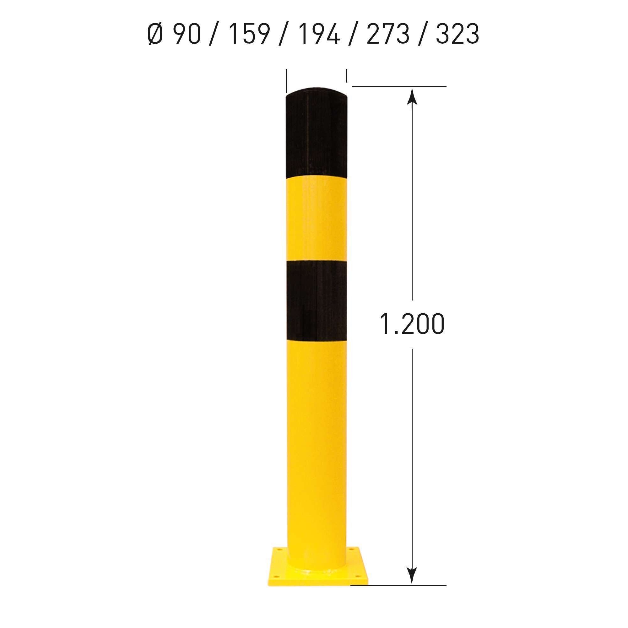 BLACK BULL Rammschutz-Poller, zum Aufdübeln, Höhe 1.200 mm, kunststoffbeschichtet