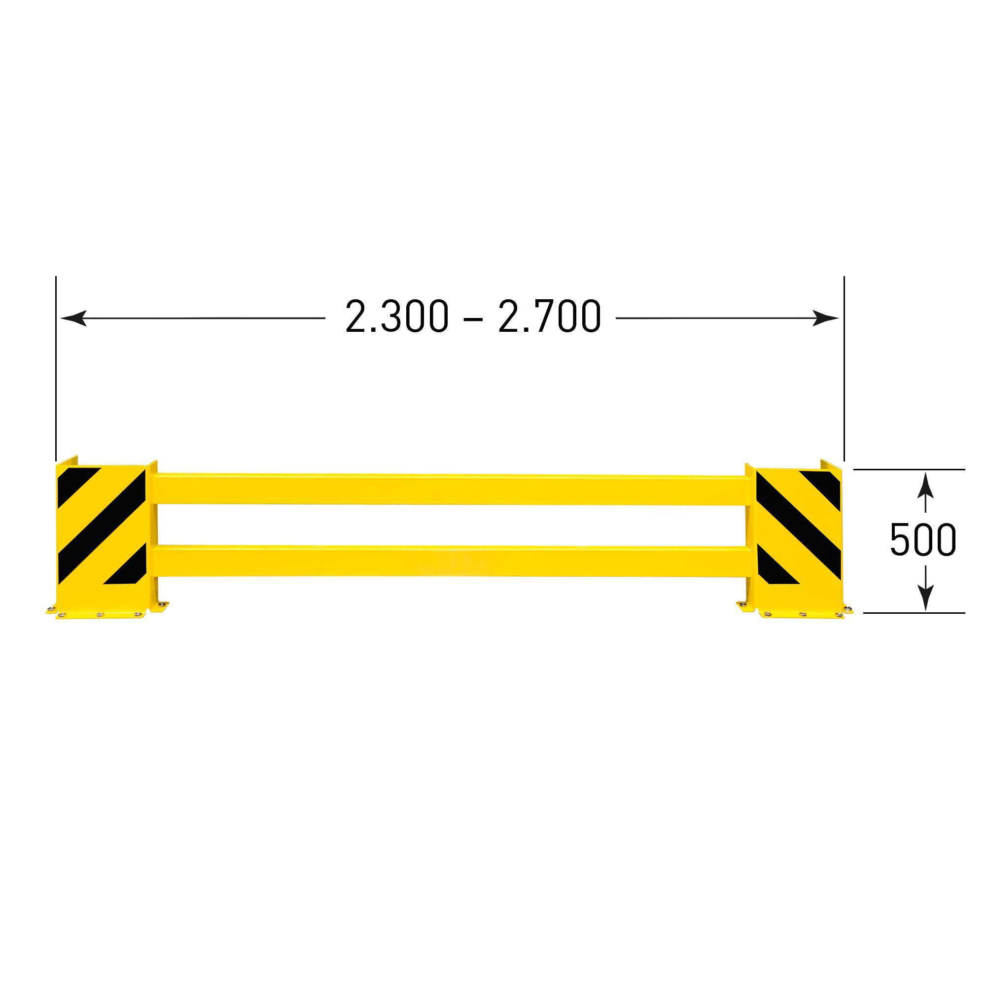 BLACK BULL Regalschutz-Planken-Set B, Inhalt: 2 Anfahrschutz-Winkel, 2 Querholme