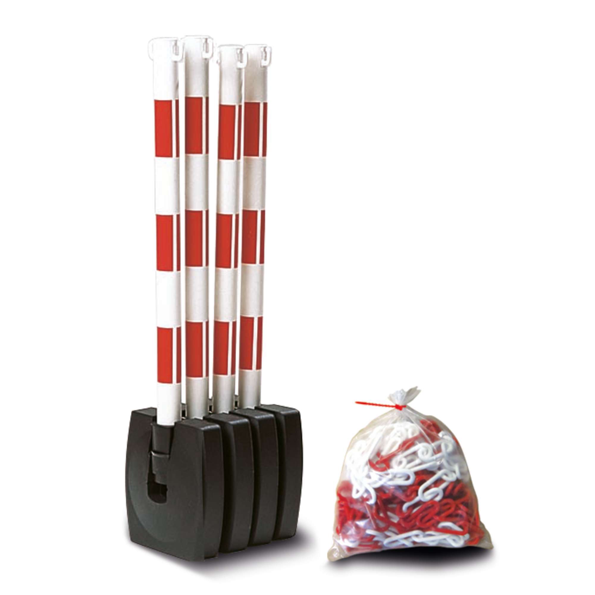 GUARDA-Flex Ketten-Warnständer, SET, 4 Ständer klappbar + 10m Kette