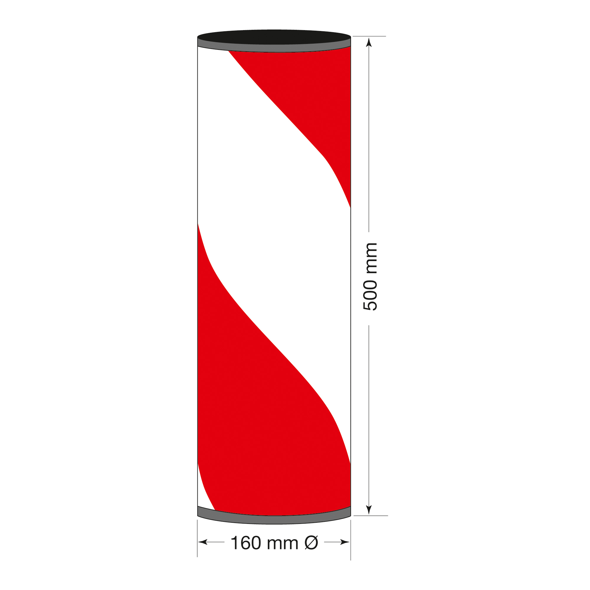 GAMMA Warnsäule, Durchmesser 160mm, Höhe 500 mm, rot/weiß linksweisend