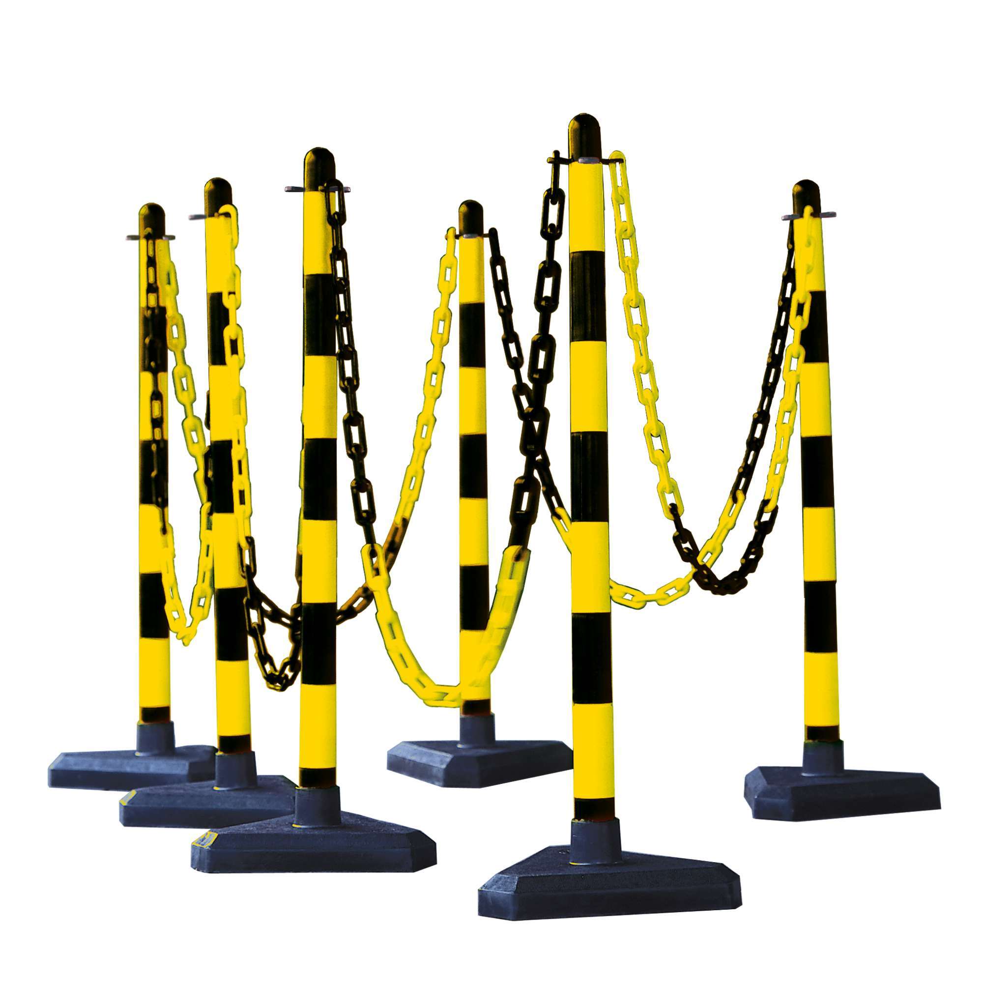 Kettenständer-SET GUARDA, 6 Ständer, 10 m Kette, Pfosten mit Ösen