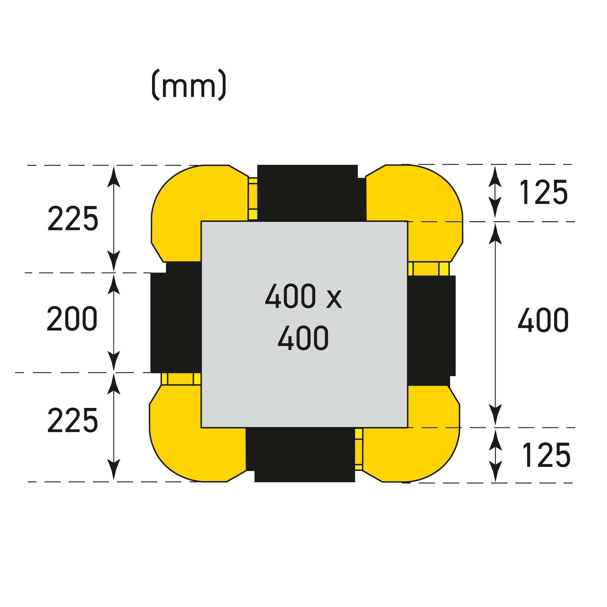 MORION Säulenschutz Kunststoff, aus Polyethylen, gelb, H 1100 mm, B 450 bis 550 mm
