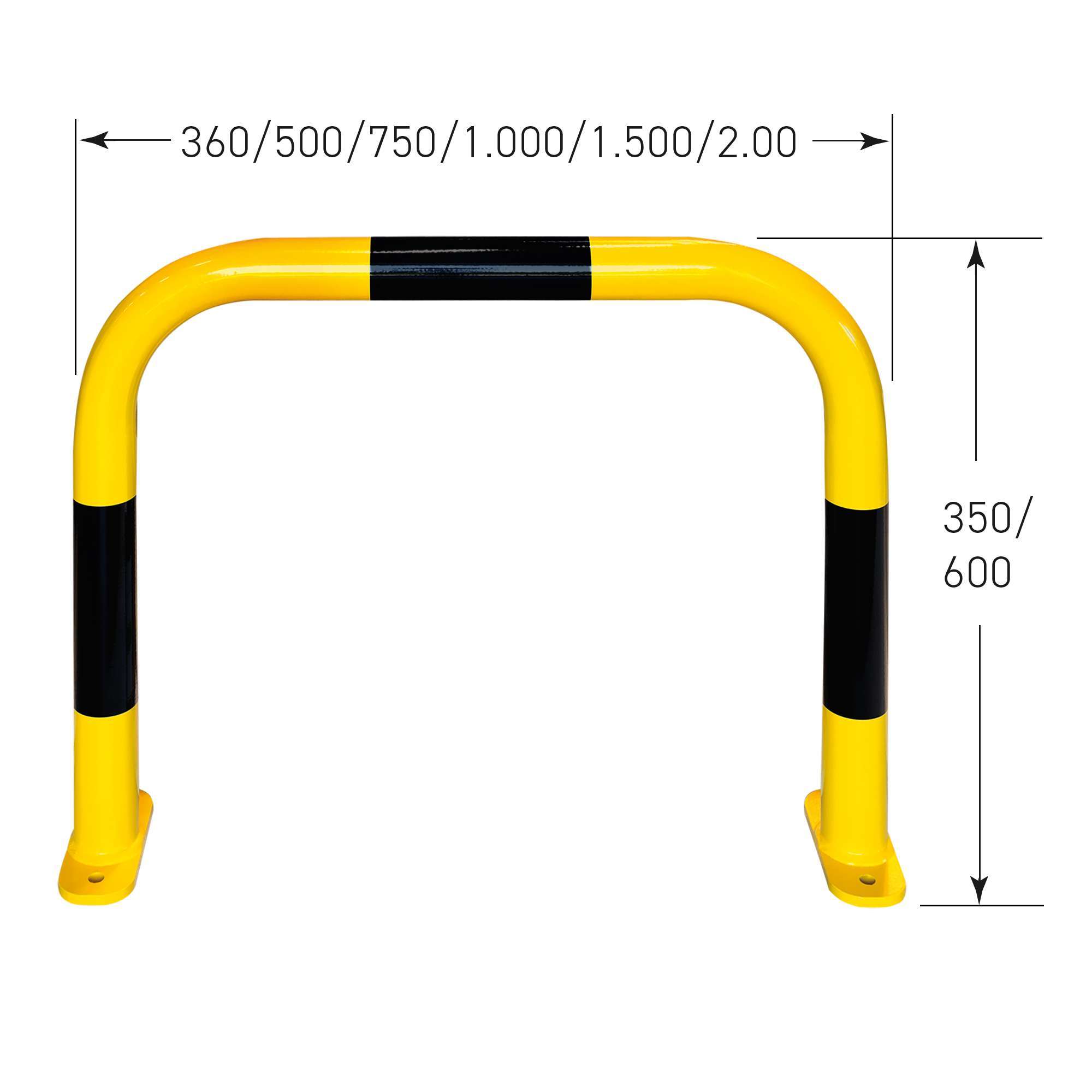 Rammschutz-Bügel, BLACK BULL Gr. M, Stahl, zum Aufdübeln, Höhe: 350 mm, Durchmesser: 60 mm, Materialstärke: 2 mm, mit Bodenplatten 10 x 70 x 160 mm