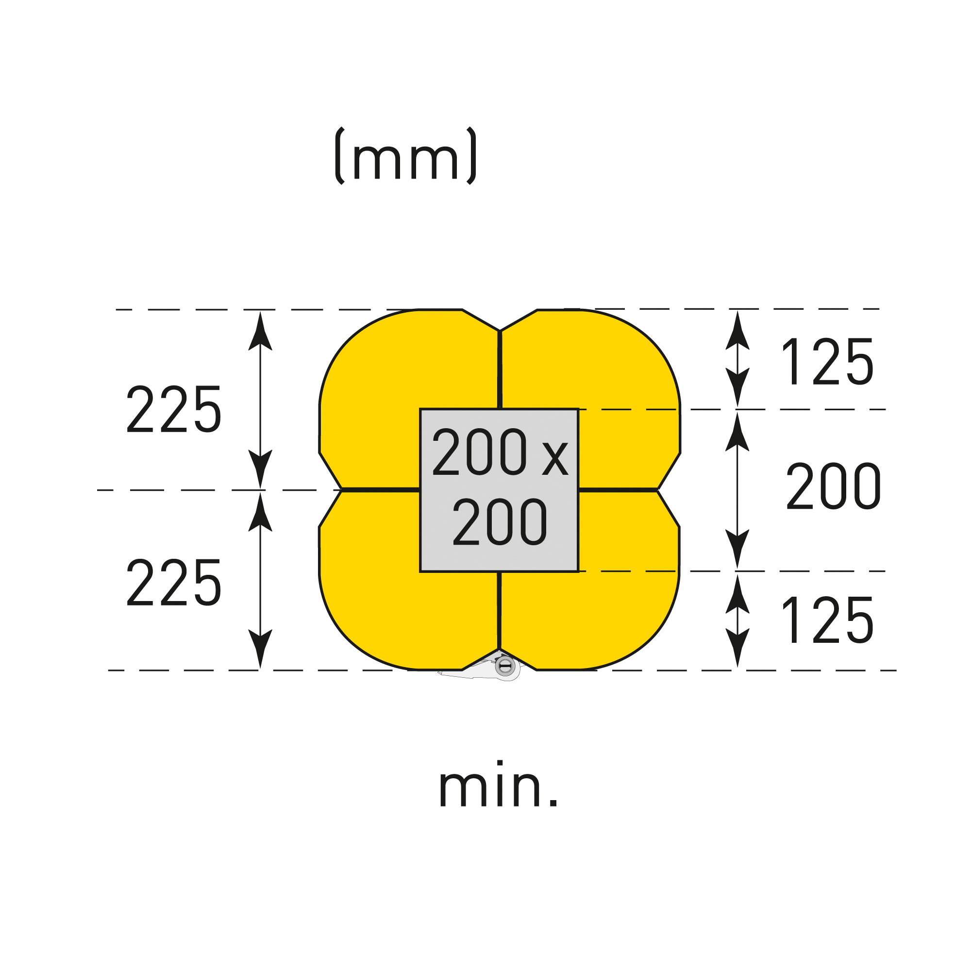 MORION Säulenschutz Kunststoff, aus Polyethylen, gelb, H 1100 mm, B 450 bis 550 mm