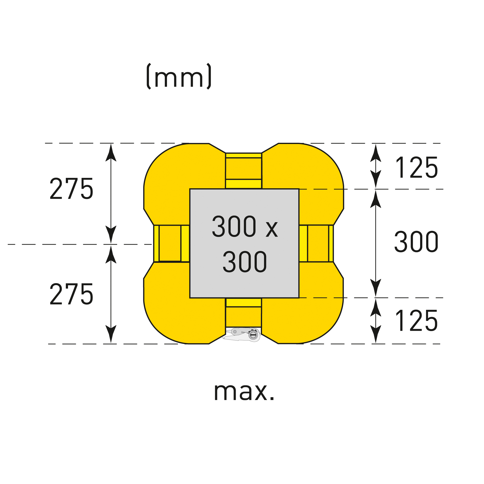 MORION Säulenschutz Kunststoff, aus Polyethylen, gelb, H 1100 mm, B 450 bis 550 mm