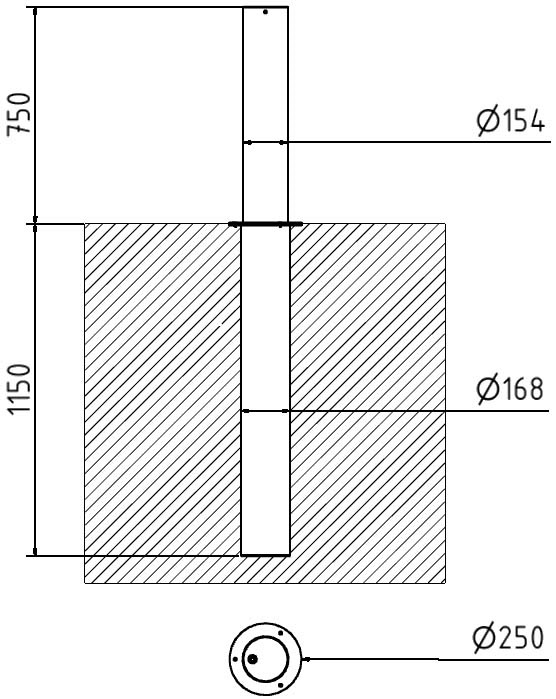 Edelstahlpoller vollversenkbar Ø 154 mm