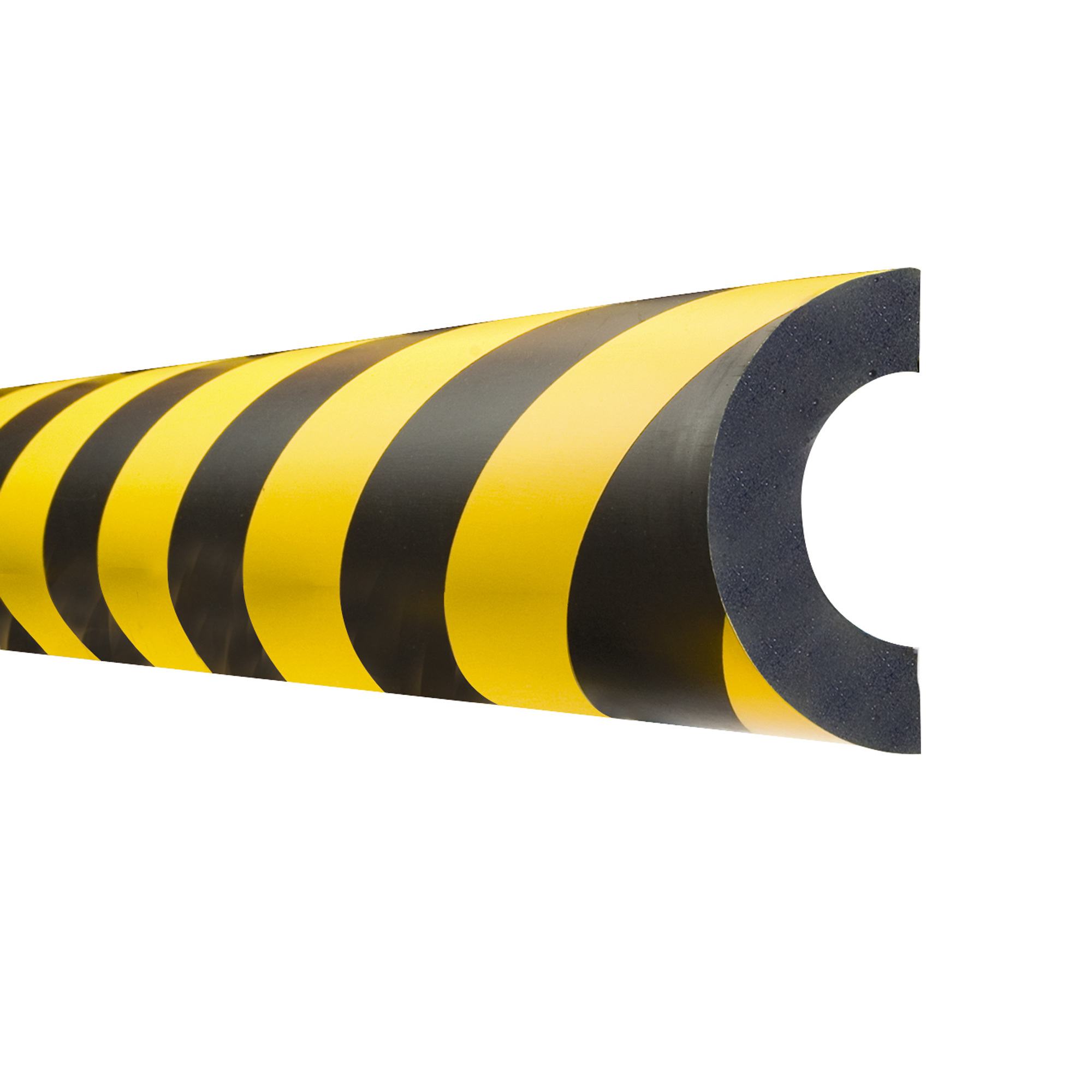 MORION Prallschutz für Rohre, Bogen-Form, aus PU-Schaum, schwarz-gelb, Länge 1.000 mm