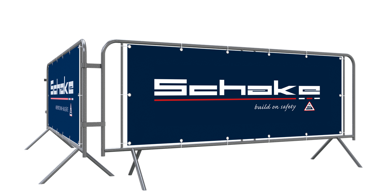 Absperrgitter mit Werbebanner
