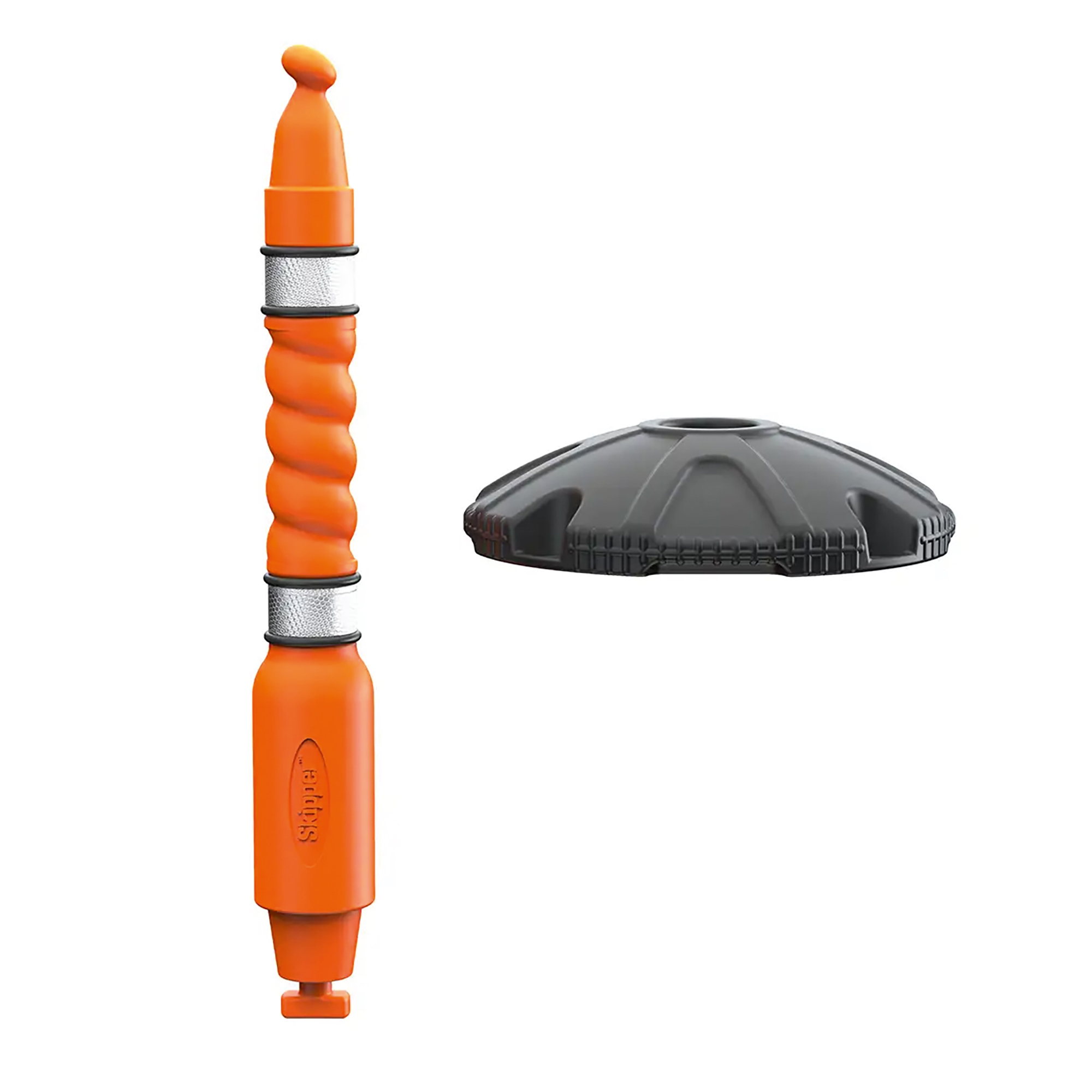 SKIPPER Kunststoff-Pfosten, Oberteil orange, Fuß schwarz, H 1.000 mm, reflektierenden Streifen