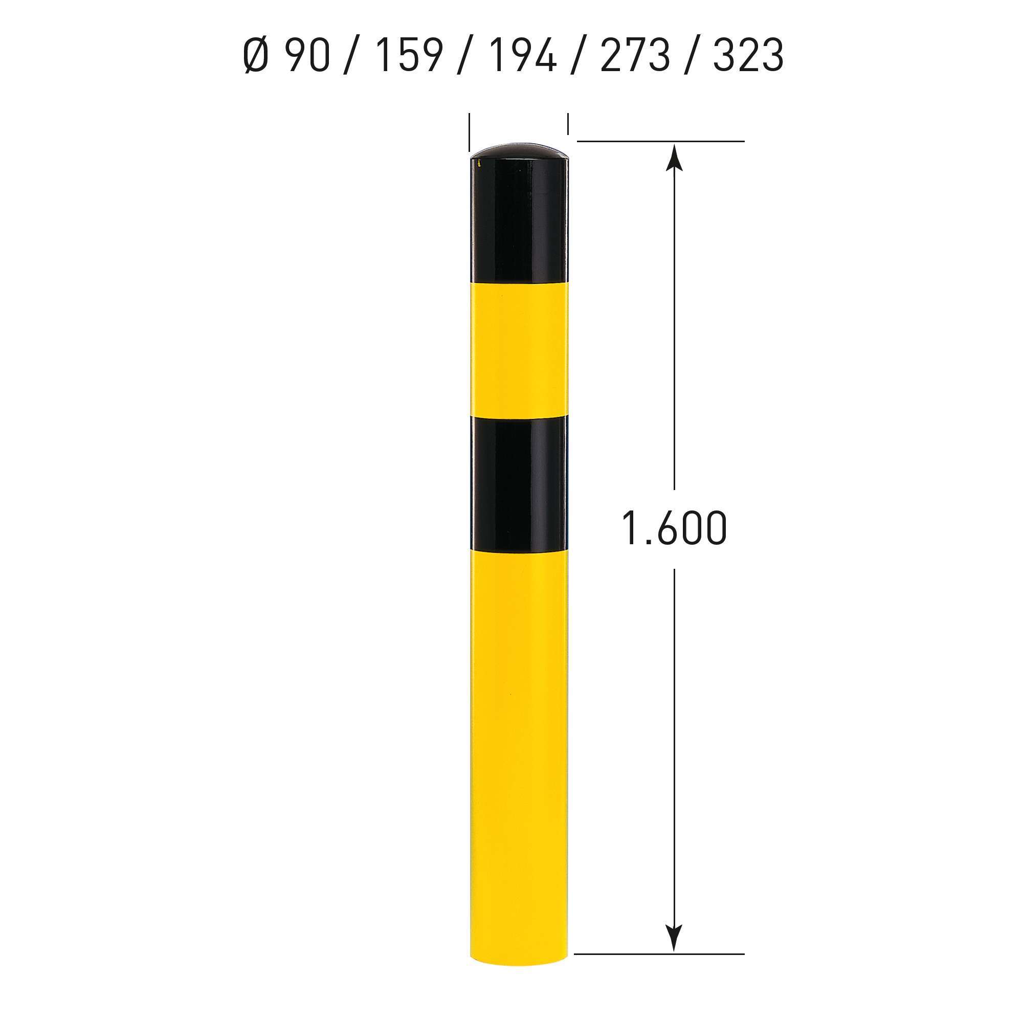 BLACK BULL Rammschutz-Poller, zum Einbetonieren, Höhe 1.200(+400) mm, kunststoffbeschichtet